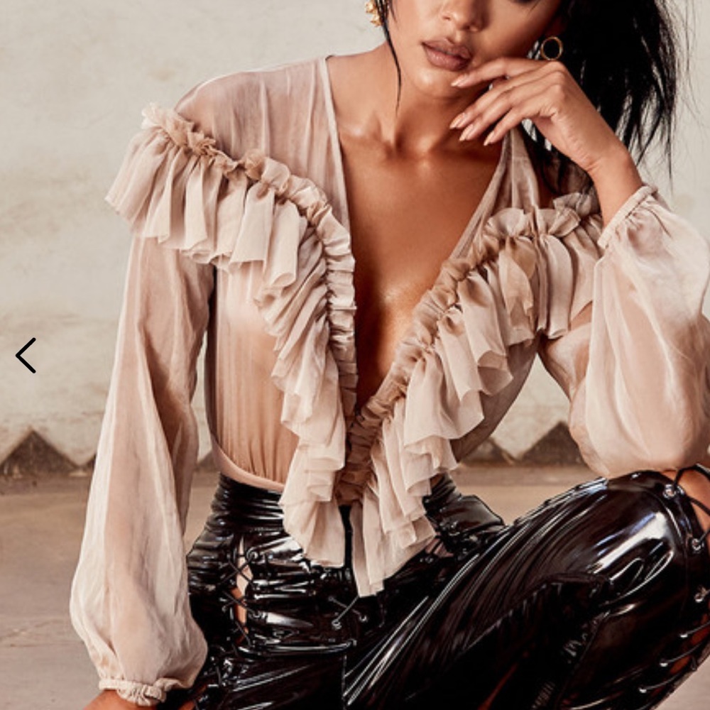 House of CB Ruffled Cream Blouse